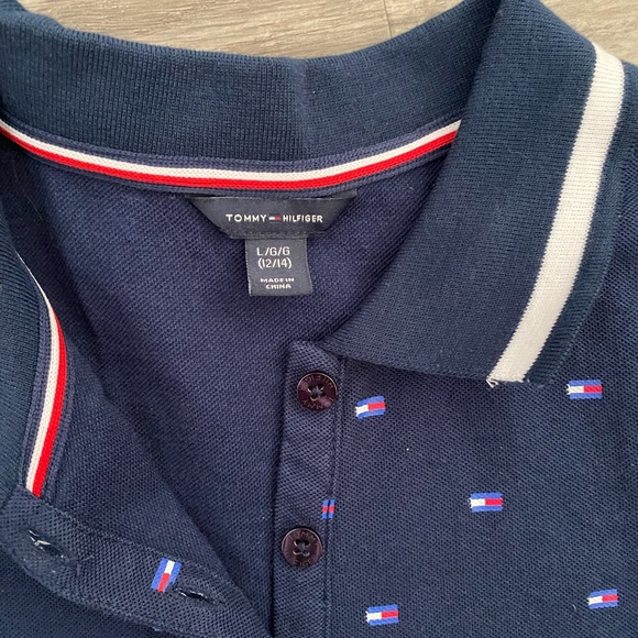 Tommy Hilfiger Navy Polo with Red and White Details Girls Dress size Large 12/14 - Picture 4 of 8
